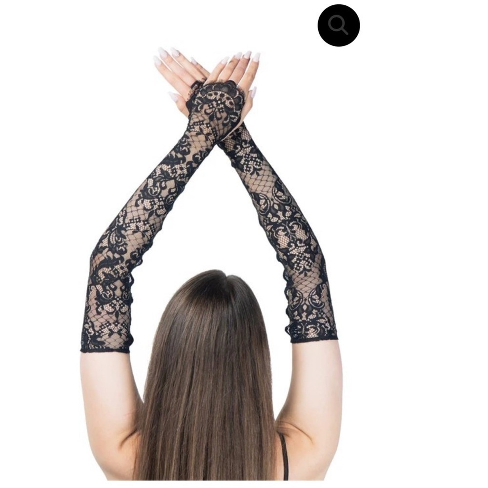 NEW Angelance Black Long Lace up Gloves One Size
